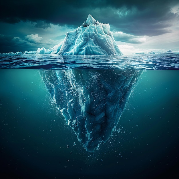 Photo le danger caché des icebergs et le concept de réchauffement climatique