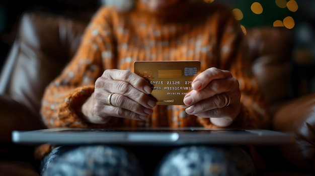 Photo le danger des escrocs qui incitent les personnes âgées à remplir des cartes de crédit