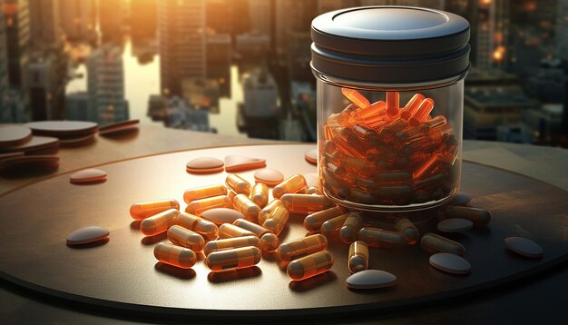 Dans un avenir proche, les gens sont nourris avec des pilules futuristes pour survivre Rendu hyperréaliste