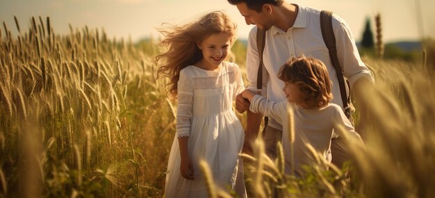 dans un champ d'été jolie petite fille