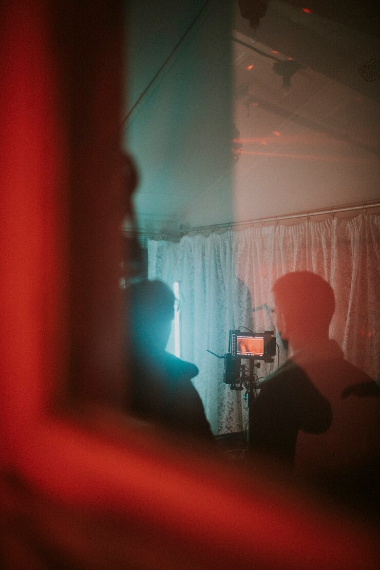 Photo dans les coulisses d'un tournage de vidéoclip