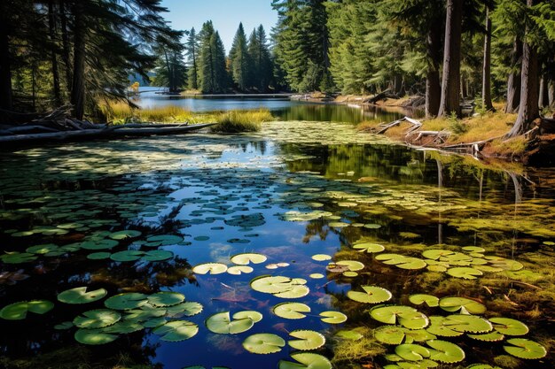 Photo dans l'étang génératif du parc ai