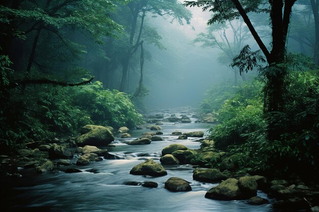 Dans la forêt, la rivière Generative Ai