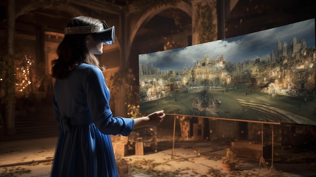 Photo dans un futur où les gens peuvent faire l'expérience de la vie de leurs ancêtres à travers la réalité virtuelle