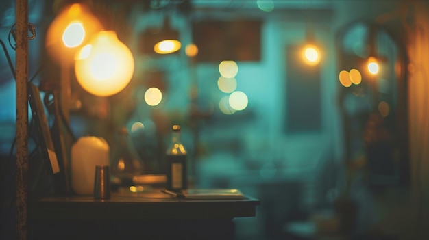 Dans cette image de fond défocalisée, la chambre noire d'un photographe prend vie dans un état de rêve avec