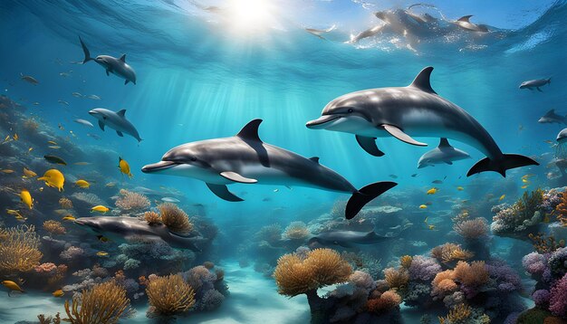 dans la nature topographie publique dauphins créatures de la vie large