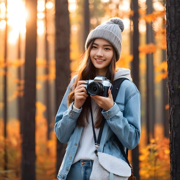 Dans la paix et la sérénité de la forêt, une belle jeune fille de dix-huit ans se tenait captivée par le