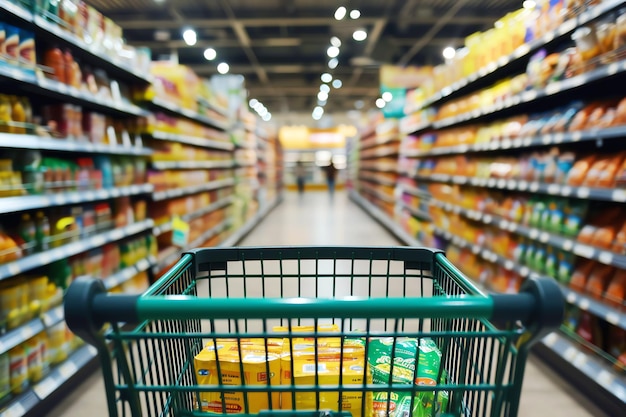 Photo dans un panier d'achat et de consommation de marché généré par l'ia.