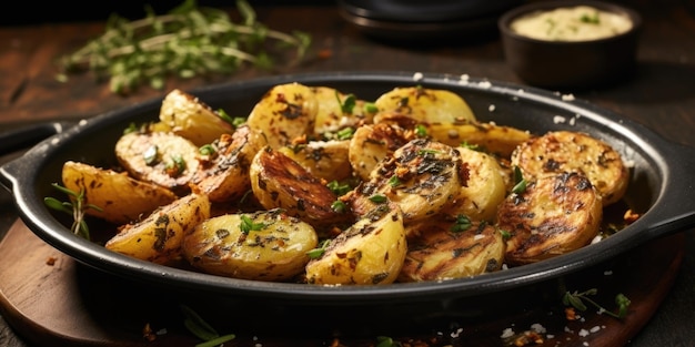 Dans ce plan, une assiette de pommes de terre écrasées de style rustique vole les projecteurs. Les pommes de Terre sont légèrement grumeleuses, montrant leur charme rustique généreusement assaisonné de poivre noir fissuré.