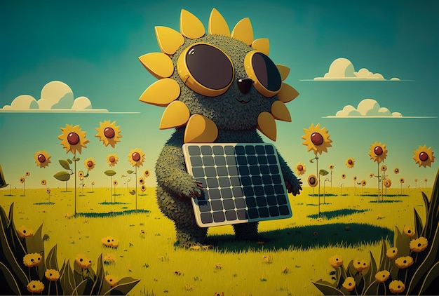 Dans une prairie des panneaux solaires