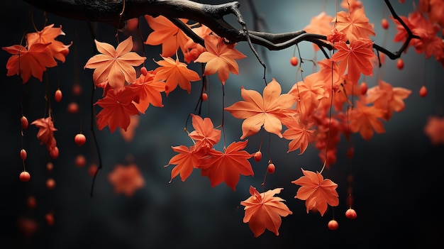 Danse d'automne Feuilles d'érable gracieuses suspendues dans les airs sur un fond sombre