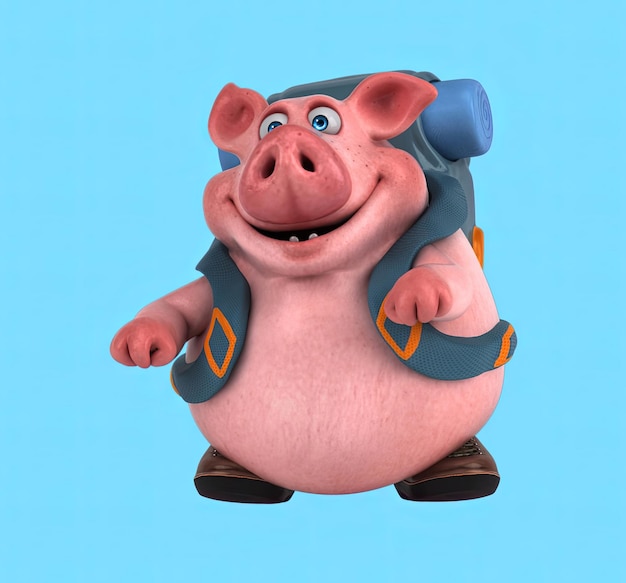 Une danse de cochon de dessin animé en 3D