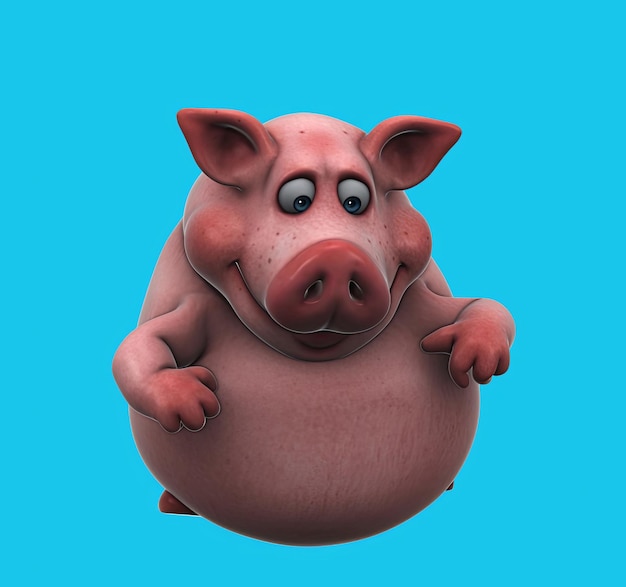 Une danse de cochon de dessin animé en 3D