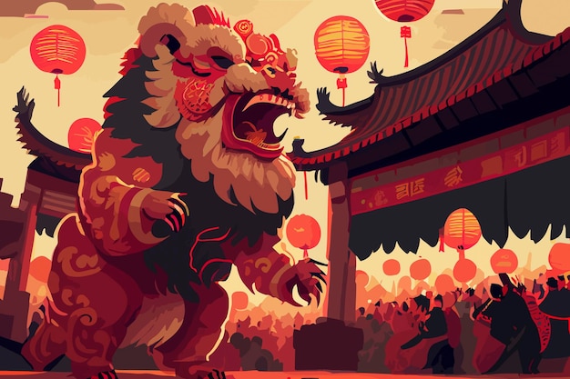 Danse du lion du nouvel an chinois