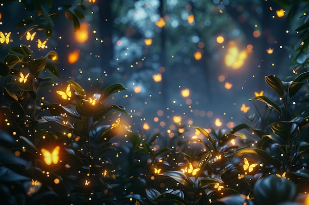 Photo la danse enchanteuse des lucioles dans la nuit d'été