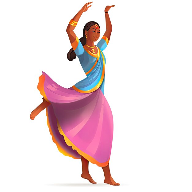 La danse indienne, la danse de la dame indienne, l'illustration vectorielle