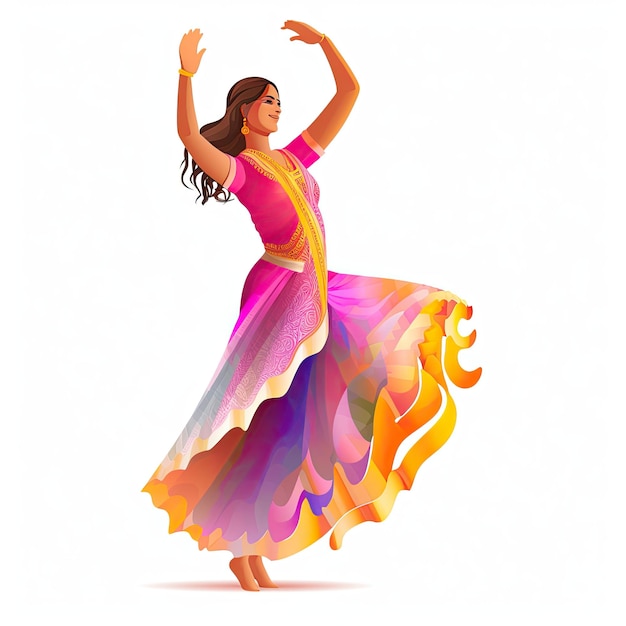 Photo la danse indienne, la danse de la dame indienne, l'illustration vectorielle