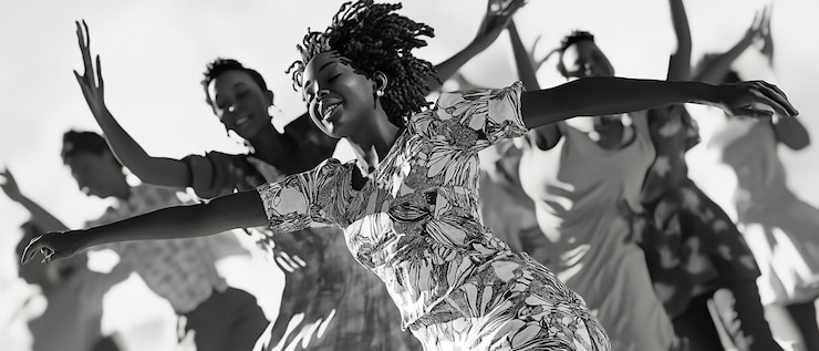 Photo la danse noire et blanche l'unité entre deux peuples