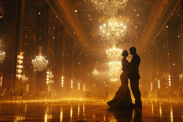 Photo une danse de salle de bal élégante sous un lustre étincelant