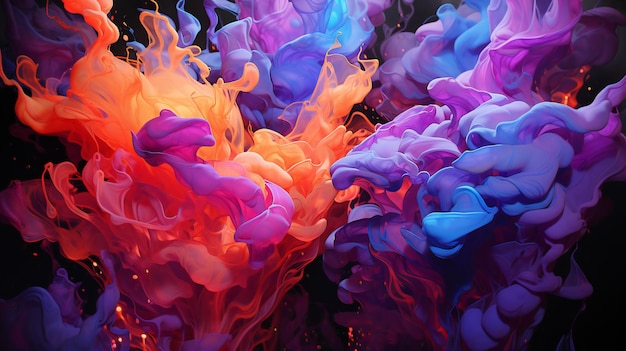 La danse vibrante des couleurs Abstrait La fusion des tons ardents et froids en mouvement