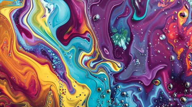 Une danse vibrante de couleurs dans l'art liquide