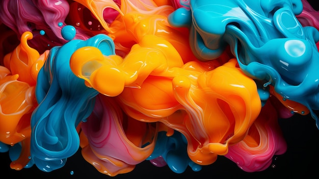 Une danse vibrante de couleurs, des tourbillons hypnotisants de peintures liquides dans un flux abstrait éthérique