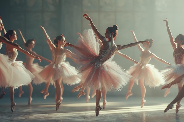 Des danseurs de ballet élégants dans des poses gracieuses.