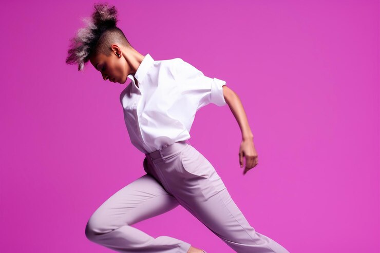 Photo la danseuse non binaire énigmatique en gros plan
