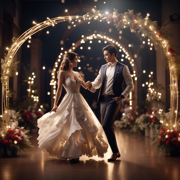 Une danseuse de tango en robe de mariée rouge