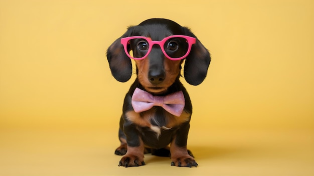 Dapper Puppy Rocks Rose Bowtie Shades Concept Pet Fashion Dapper Accessoires élégants Pooch Costumes colorés Tendances animales