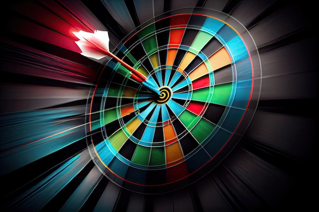 Dart et Dartboard représentent un défi cible et objectif dans le marketing d'entreprise en tant que concept