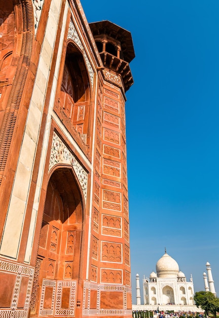 Photo darwaza i rauza, la grande porte du taj mahal à agra - uttar pradesh, inde