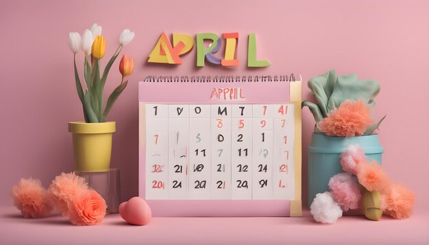 Date 1er avril Concept créatif pour le jour des imbéciles Décor festif Calendrier du jour des imbeciles