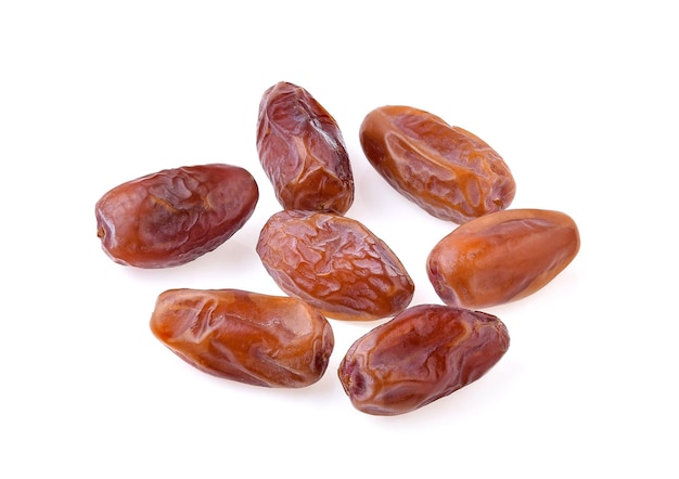 Date fruits isolés sur fond blanc