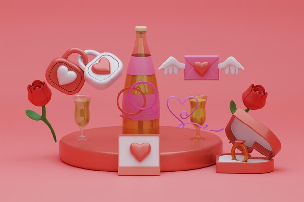 Date nuit saint valentin rendu 3d