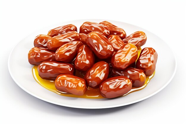 Dates sur fond transparent de fruits et légumes exotiques