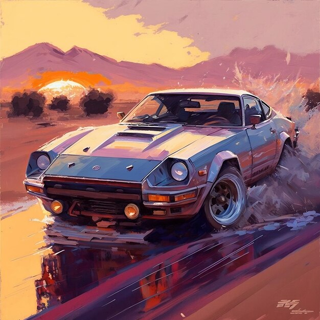 Photo datsun 280zx peinture à l'huile surréaliste