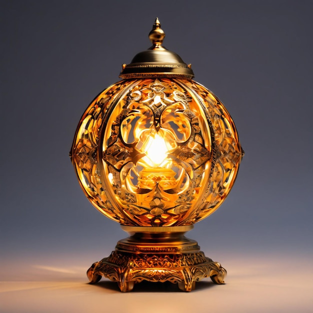 Photo des dattes dans un bol en bois et une lanterne arabe sur un sol en bois lampe d'aïd ou lanterne pour le ramadan et autres