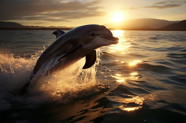 Le dauphin émergeant de l'eau, le dauphin dans l'océan.