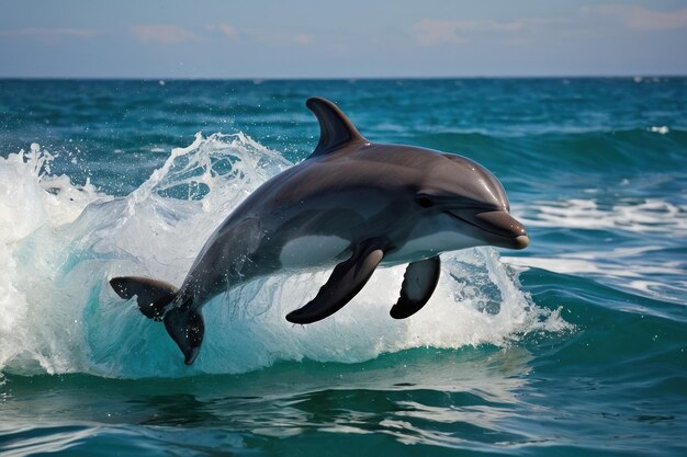 Un dauphin enjoué sautant des vagues de la mer