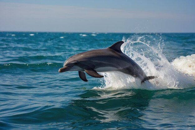 Photo un dauphin enjoué sautant des vagues de la mer