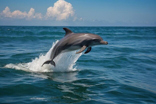 Photo un dauphin enjoué sautant des vagues de la mer