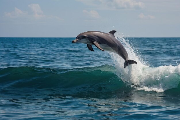 Photo un dauphin enjoué sautant des vagues de la mer