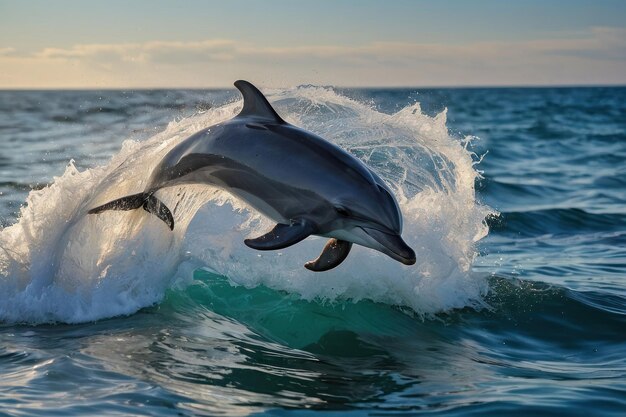 Photo un dauphin enjoué sautant des vagues de la mer