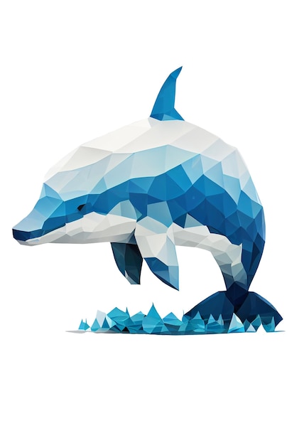 Dauphin lowpoly abstrait sur fond blanc