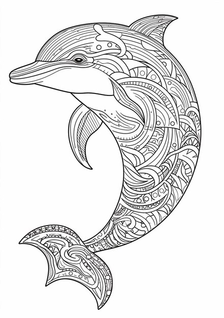 Photo un dauphin avec un motif sur le dos et une longue queue ai générative