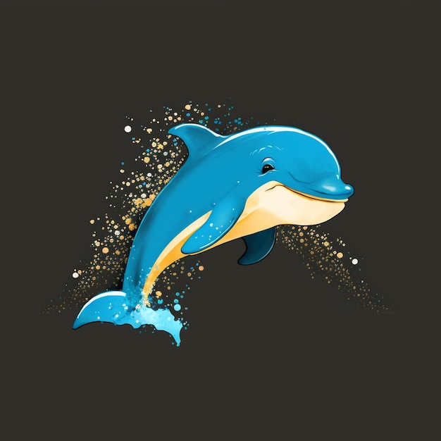 dauphin sautant hors de l'eau avec des bulles et des étoiles ai générative