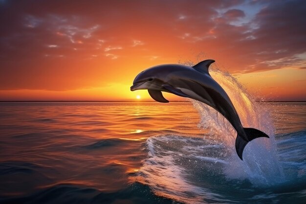 Un dauphin sautant sur la mer