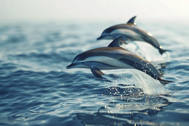 Des dauphins enjoués dans l'océan.