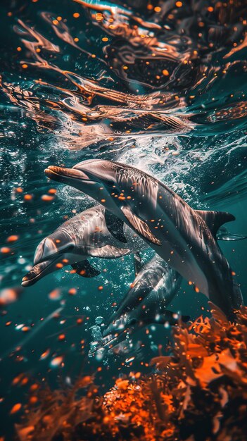 Des dauphins nageant dans l'océan.